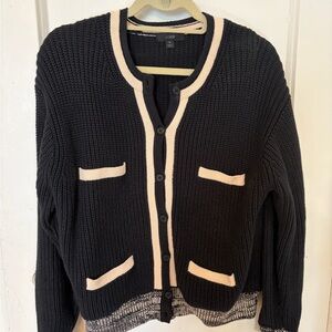 Jcrew Black and Cream Women's Sweater